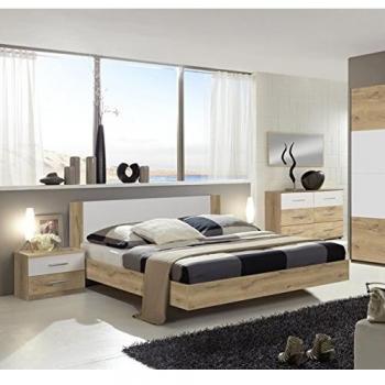 Chambre adulte 140 x 200 cm en imitation chêne