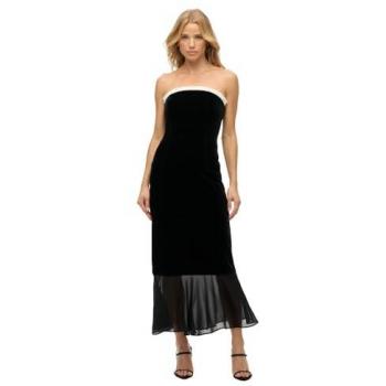 Superdry LBD Velvet Strapless Maxi Dress, Black, XS