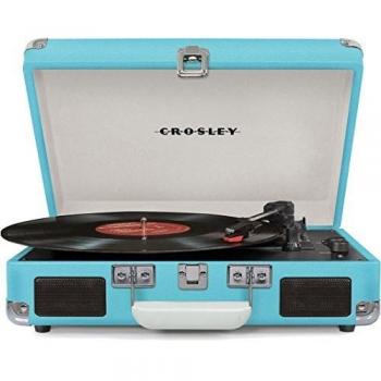 Crosley CR8005D‑TU Cruiser Deluxe 3‑Speed Turntable with Built‑In Speakers – Aqua