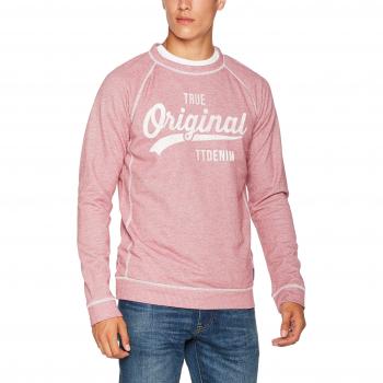 TOM TAILOR Denim Herren Sweatshirt College Crewneck mit Print, Rot (Fathers Pipe Red 4266), S