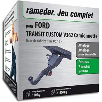 Rameder Faisceau 7 Broches + attelage à rotule démontable pour Ford Transit Custom V362 Camionnette (137830-11095-3-FR)