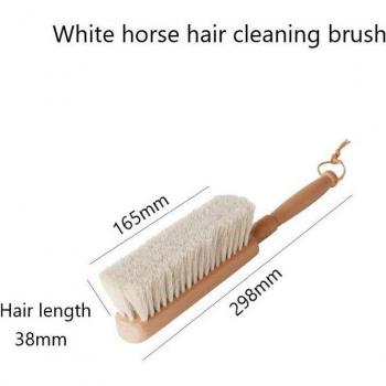 Cepillo de mango largo para limpieza, 1 pieza, 80% madera, pelo de caballo blanco