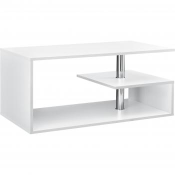 Helloshop26 Table basse salon équipée d’étagères en MDF 90 cm, Blanc