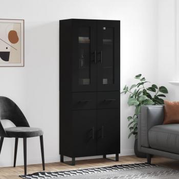 Aparador negro de madera contrachapada 69,5x34x180 cm