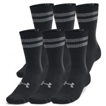 Under Armour 6er Pack Essenzielle Crew Socken Schwarz gestreift X-Large