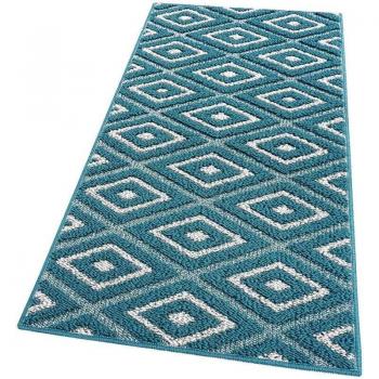 Tapis Doux de Cuisine Bordé Bleu 50x80 cm