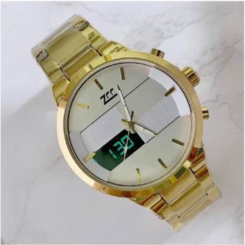 Reloj ZCC 7258 de Hombre Cuarzo Acero Doble Hora Chapado en Oro