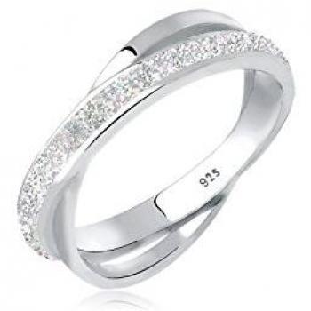 Elli Wickelring Damen 925 Sterling Silber Emaille Weiß Größe 56