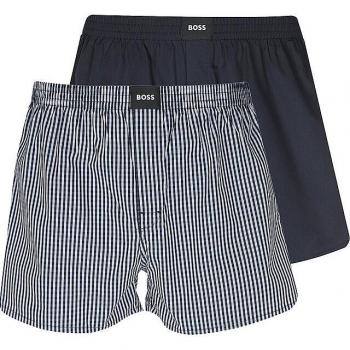 BOSS Dunkelblaue Boxershorts im 2er-Pack mit Logo-Patch, Größe S