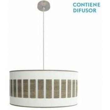 Colgante Ivanna 2x27 Niquel/Blanco Madera Gris – Reg. 50 cm × 50 cm (Fabrilamp)