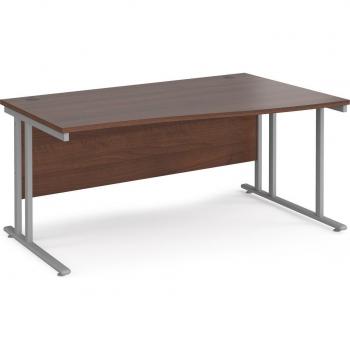 Right-Handed Walnut Wave Desk with Silver Cantilever Base