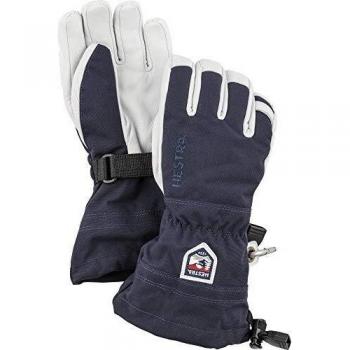 Gants enfants HESTRA Heli Ski – Cuir militaire – Bleu / Blanc – 5 doigts – T3 – 2021