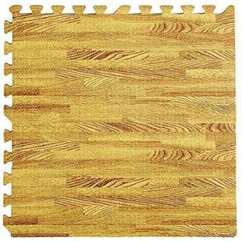 Interlocking Teak Wood Tiles for Kids, Set of 4, 60x60cm, Ideal for Indoor and Outdoor Use