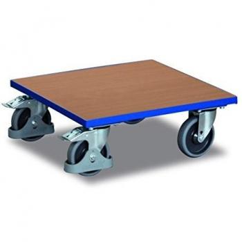 Plateau roulant pour caisses avec plateau mélaminé coloris RAL5010 et 400 kg de capacité