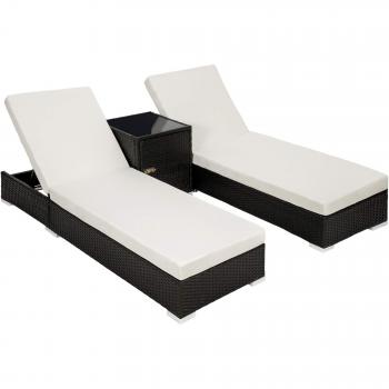 Set lettini e tavolo in polyrattan e alluminio