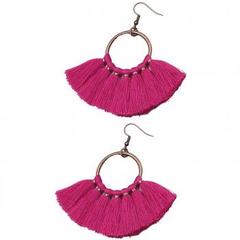 Boucles d’Oreilles Bohème Fuchsia Tassel