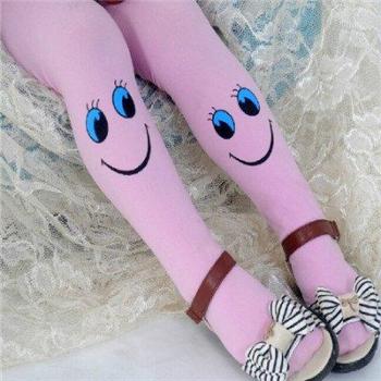 Cute Velvet Leggings for Girls with Smiley Design
