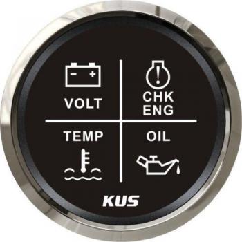 Jauge KUS 52mm avec alarme et rétro-éclairage, 9-32V, pour voiture et bateau, tension, huile, température de l'eau, 4 LED