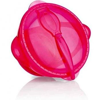 Ciotola per porridge Nûby 6m+ con ventosa e cucchiaio rosa