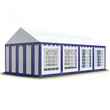 Tente de jardin Toolport 4x8 m bleu-blanc PVC 700
