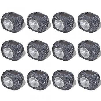 VidaXL Focos de jardín con forma de roca energía solar LED 12 unidades