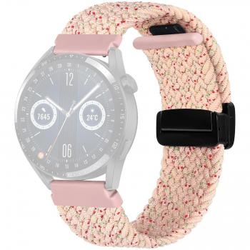 Bracelet en nylon réglable rose étoilé pour Garmin vivomove Trend/Style/Luxe, boucle pliante 20 mm