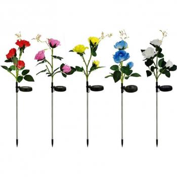 Outdoor 3-Head Rose Flower Solar LED Lamp