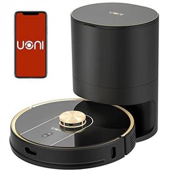 Uoni V980Plus Robot Aspirateur et nettoyeur de sols avec bac à déchets auto-vide, 2700Pa forte aspiration, navigation Lidar, aspirateurs robotiques avec cartographie multi-niveaux et zones interdites