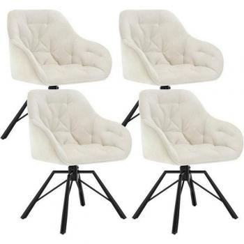 Asiento giratorio 4x, terciopelo crema, diseño sala de recepción – Woltu