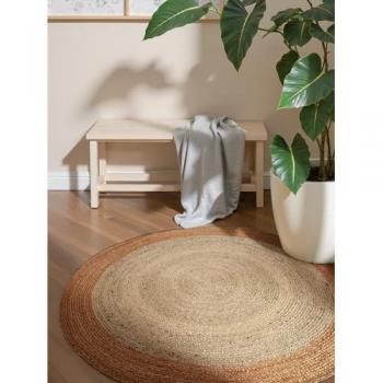 Reversible Jutta Jute Rug – 200 cm Natural Beige Round Design