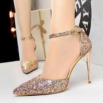 Sandali BIGTREE per donne: stile europeo-americano, tacchi sottili, bocche basse, strass lucenti, taglia 40 bianco