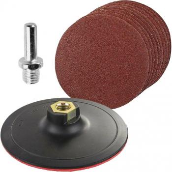 10-delige Ronde Schuurset met Adapter voor Gemengd Grind 125mm