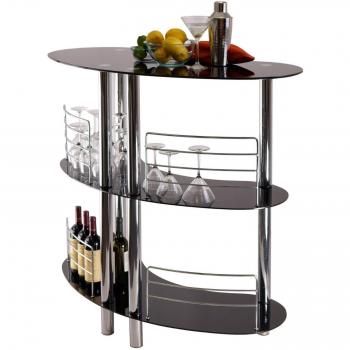 3‑Tier Curved Black Glass Home Pub Table