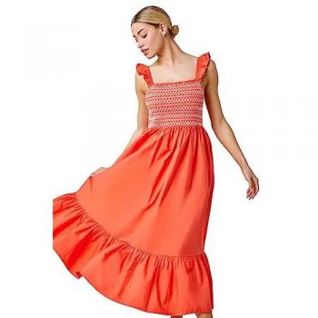 Dusk Women's Frill Detail Shirred Stretch Midi Dress