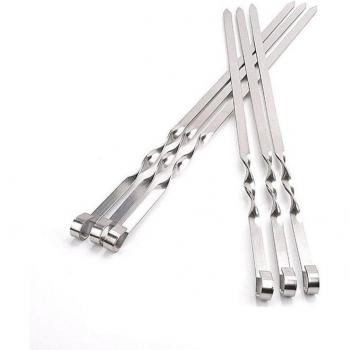Kit Kebab 38 cm – Barra de Acero Plana con 10 Agujas para Parrilla