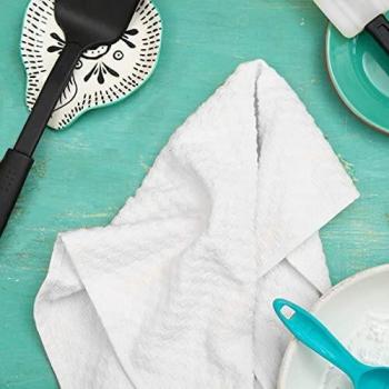 CottonCraft 12‑Pack 2‑Ply Ringspun Waffle Kitchen Towels – White