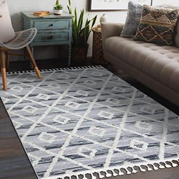 Z555A Moroccan Berber Carpet – Fringe Trellis Design