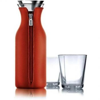 Red 1L Eva Solo Carafe with Matching Glasses