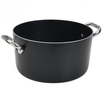 Pentole Agnelli 24 cm Alta in Alluminio Al Black con 2 Maniglie