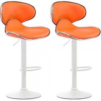 Lot 2 tabourets Las Vegas V2 – Couleur orange-blanc – Similicuir