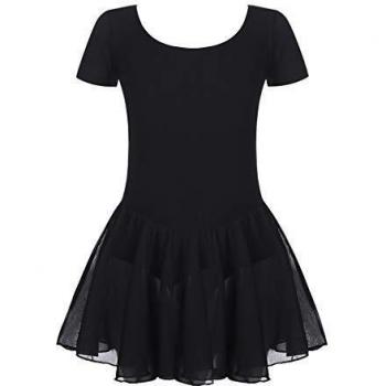 Untlet Mädchen Kinder Ballet Kleidungen Kurzarm Ballet Anzug Ballet Trikot Kurzarm Body mit Chiffon Wickelrock Set