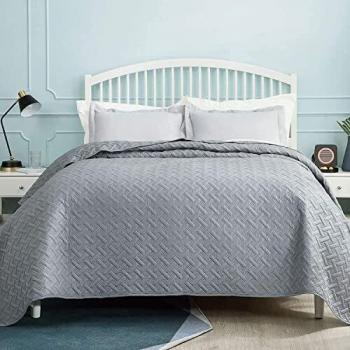 Duvet 2 Personnes Bedsure – Couverture Grise avec Motif de Panier