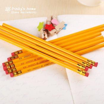 10 Count Yellow Wooden Pencils with Erasers
