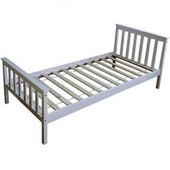 Lit Enfant 90x200cm en Bois Blanc avec Sommier Lattes LIT06081