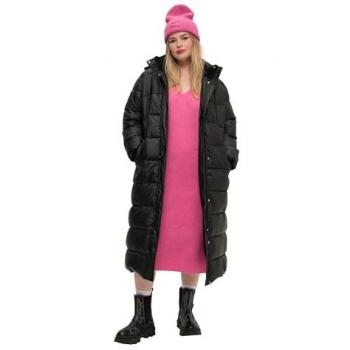 Studio Untold Damen Steppmantel, Wintermantel, Straight Fit, Kapuze, Lederoptik
