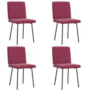 Conjunto de Cadeiras de Jantar Vermelho Tinto em Veludo