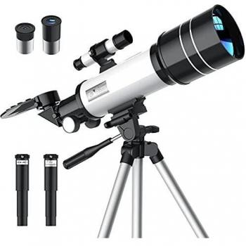 Beginner's Astronomy Telescope, 70mm Aperture, Adjustable Tripod Included