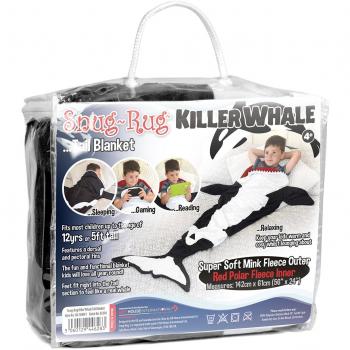 Super Soft Killer Whale Tail Kids Throw – Black & White, Mink Fleece Material