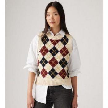 Chaleco Levi’s Outlet 2024: Argyle Beige para Mujer
