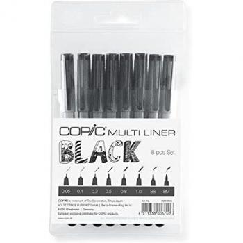 Copic Noir Multiliner Calibration – Ensemble 8 pièces